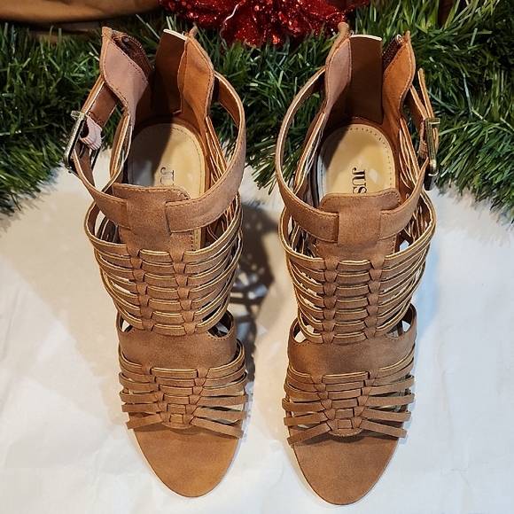 JustFab Shoes - JustFab Tan Strappy Sandals